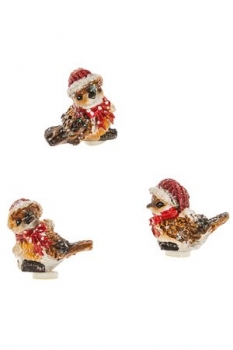 Miniatur-Weihnachtsvögel zum Aufkleben 3er-Set